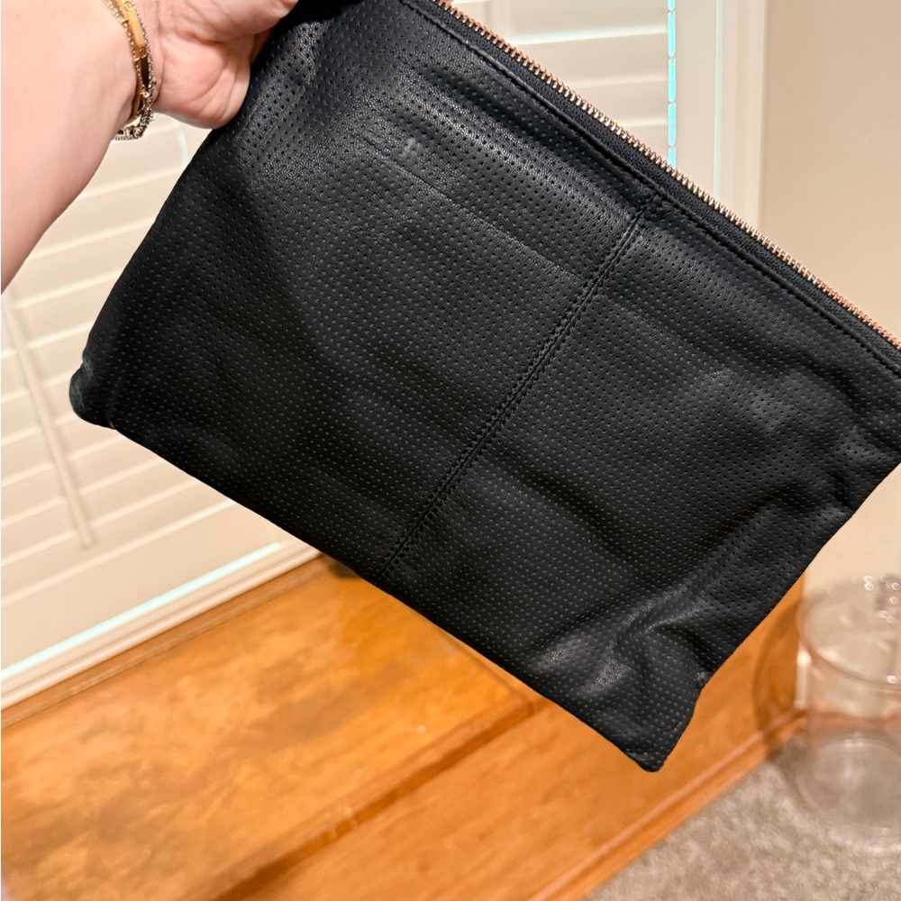Deux Lux Perforated Clutch / Pouch Black Rose Gold